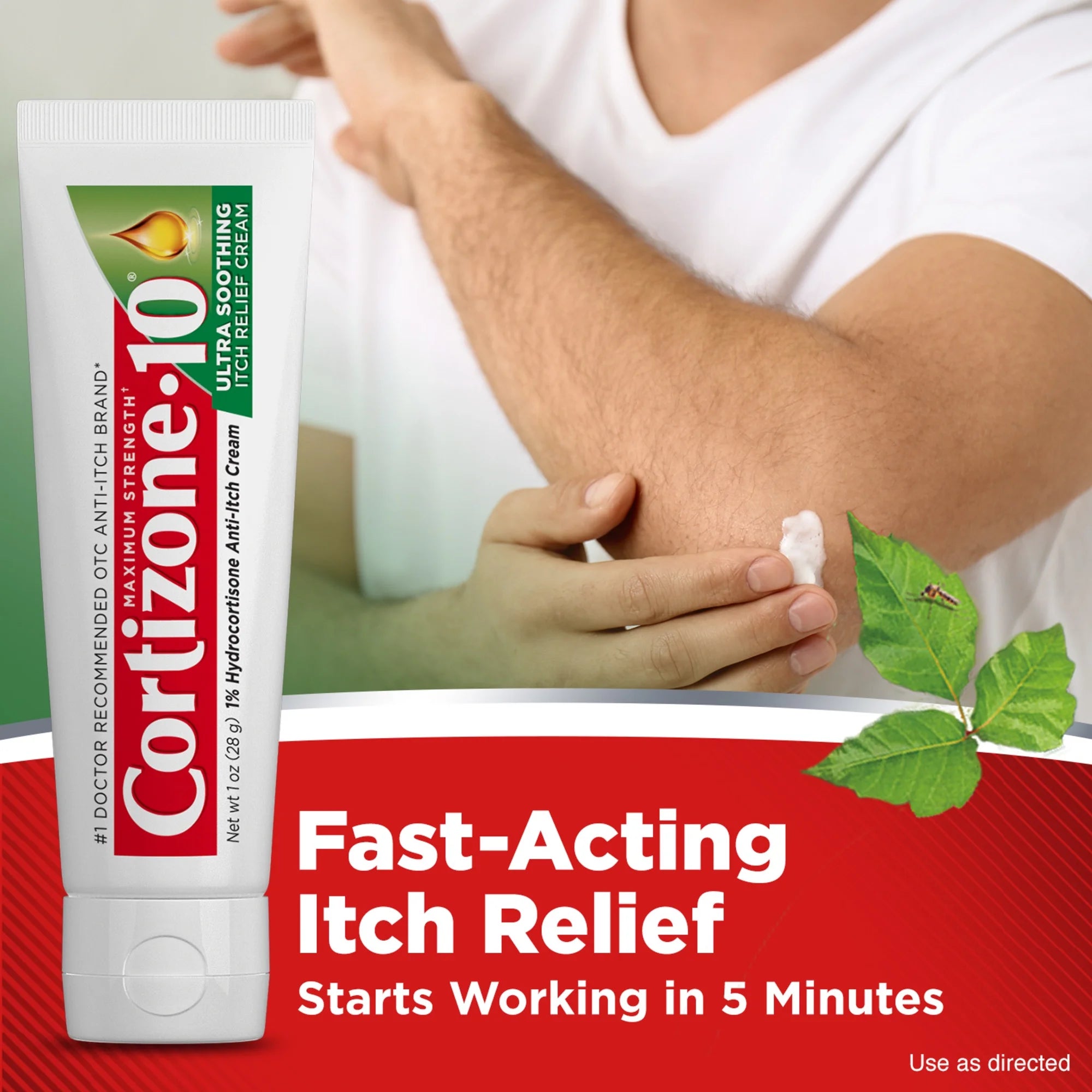 Cortizone-10 Maximum Strength Ultra Soothing Itch Relief Cream, 1% Hydrocortisone, Fast-Acting, Anti-Itch Cream for Bug Bites, Rash, Eczema, Psoriasis, Poison Ivy, Oak, Sumac & More, 1 Oz