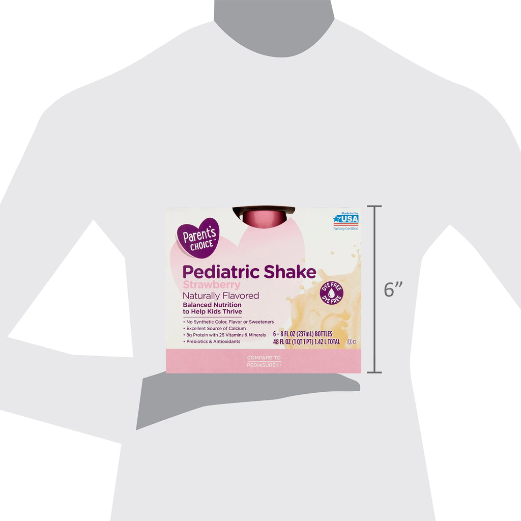 Parent'S Choice Pediatric Shake, Strawberry, 8 Oz Bottle, 6 Shakes
