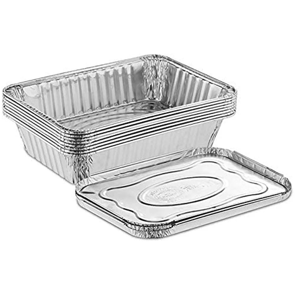 10 Pack 9" X 13" Half Size Disposable Aluminum Foil Pans with Lids Take-Out Con