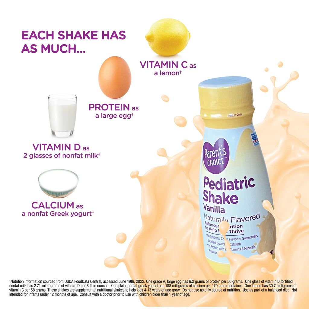 Parent'S Choice Pediatric Shake, Vanilla, 8 Oz Bottle, 6 Shakes