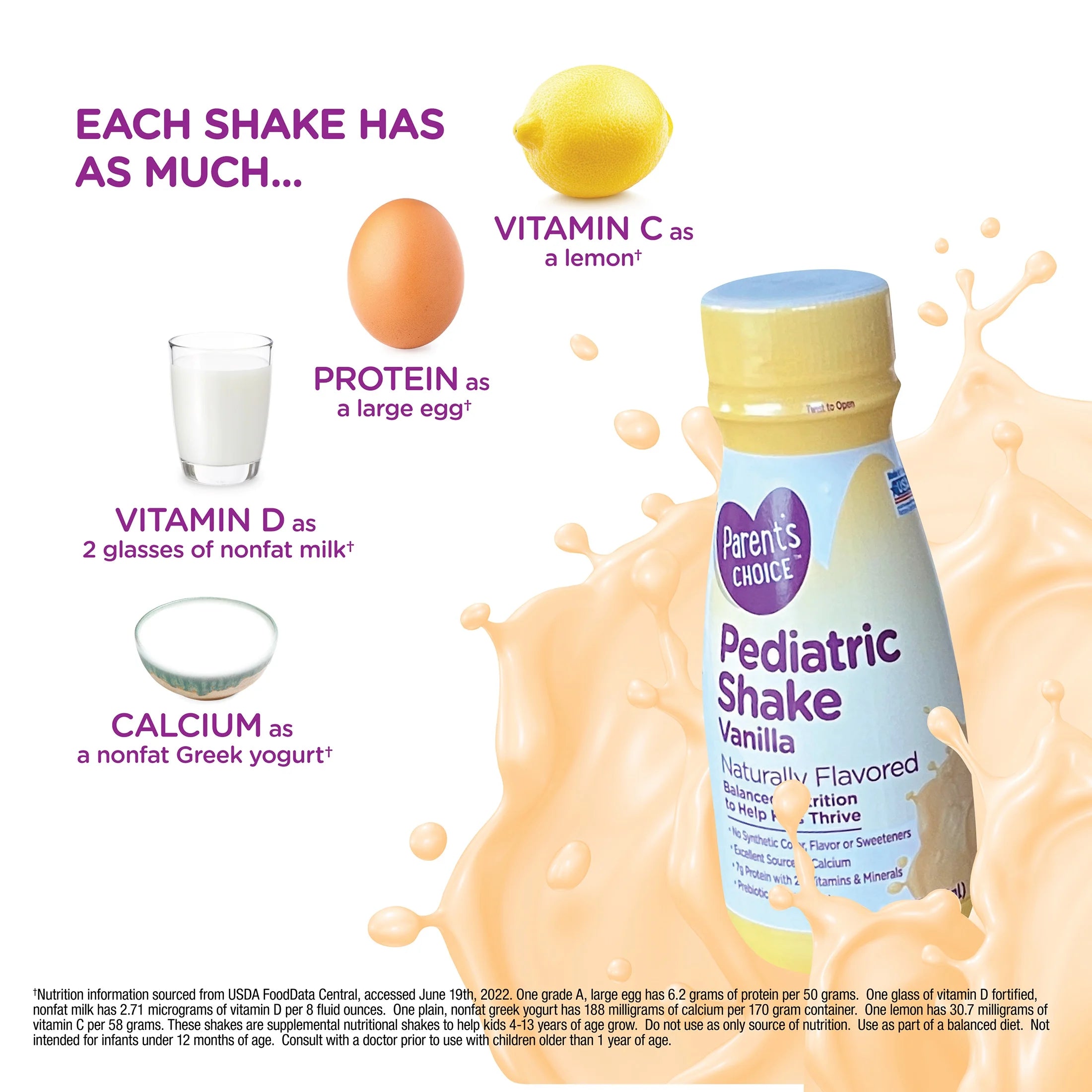 Parent'S Choice Pediatric Shake, Vanilla, 8 Oz Bottle, 6 Shakes