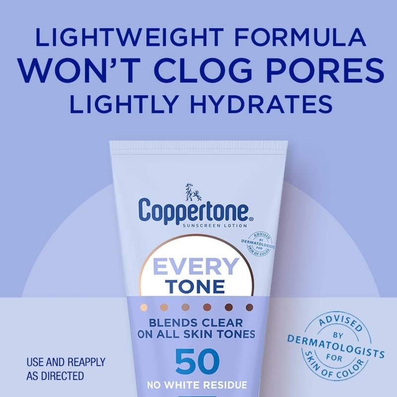 Every Tone Sunscreen Lotion SPF 50, Rubs on Clear Sunscreen, 7 Fl Oz Tube