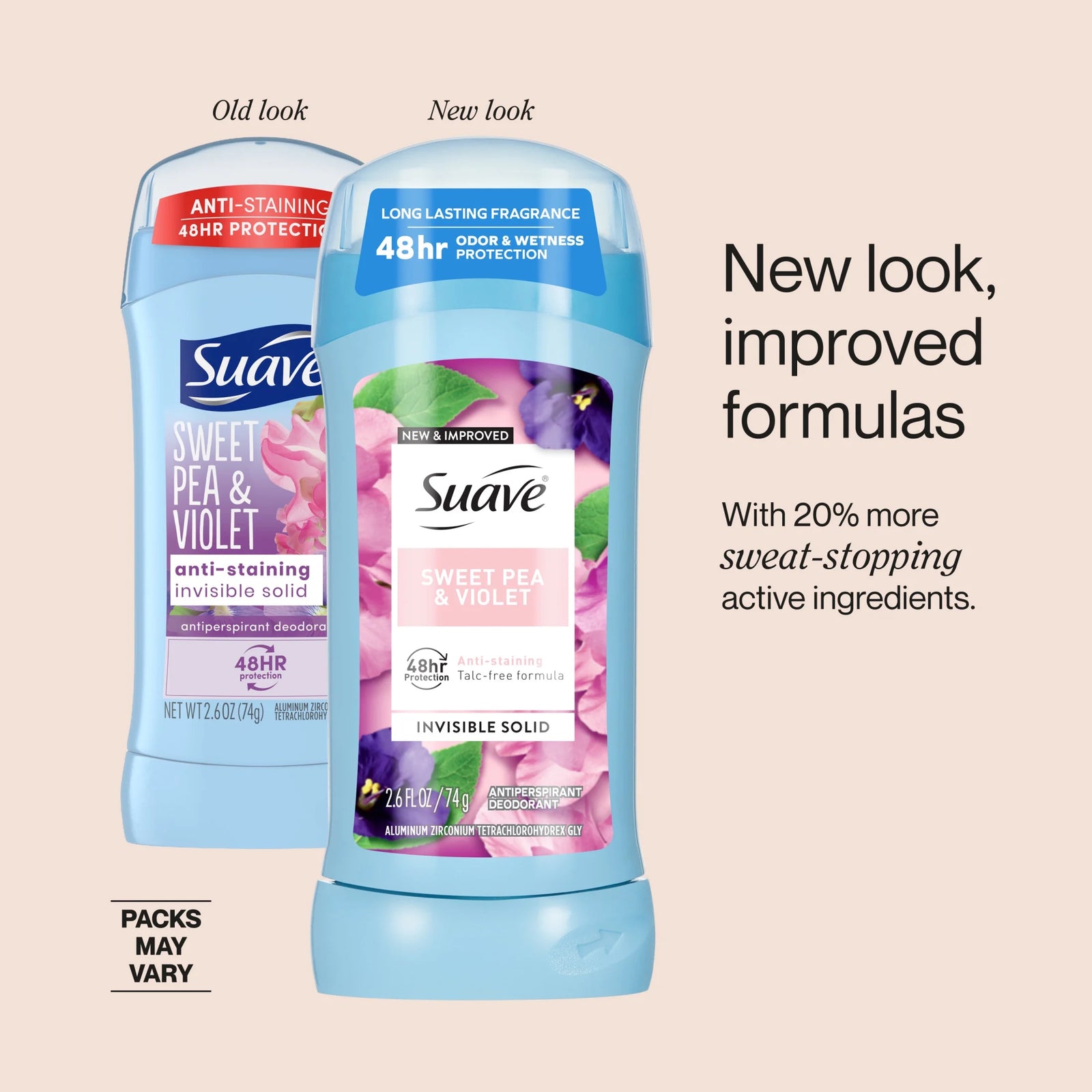 Antiperspirant Female Deodorant, 48Hr Protection Sweet Pea & Violet, 2.6 Oz, 2 P