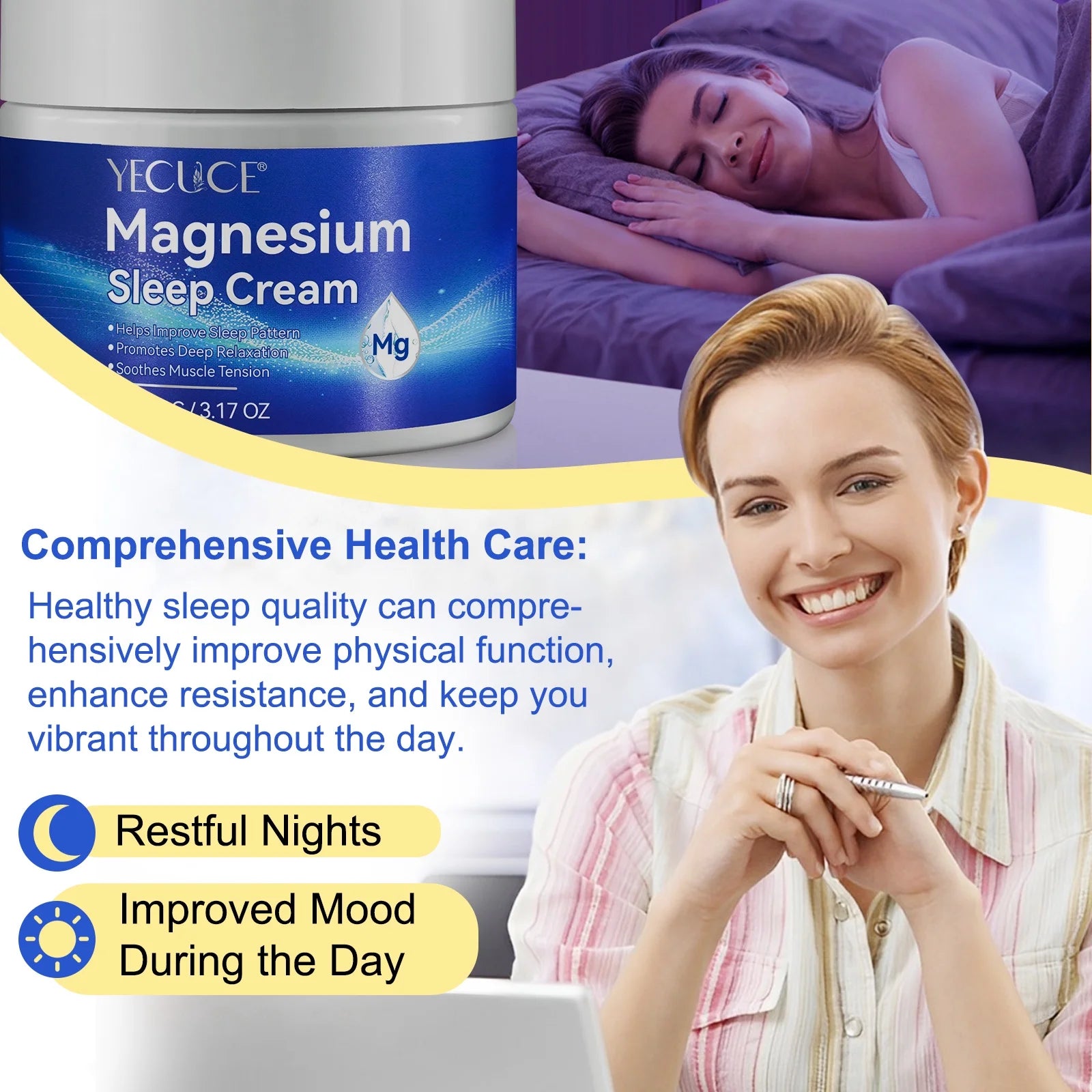 2 Pack Magnesium Sleep Cream,Magnesium Lotion Enriched with Lavender, Vitamin E,Improve Sleep Quality,Topical Magnesium Oil Cream for Feet, Legs or Arms