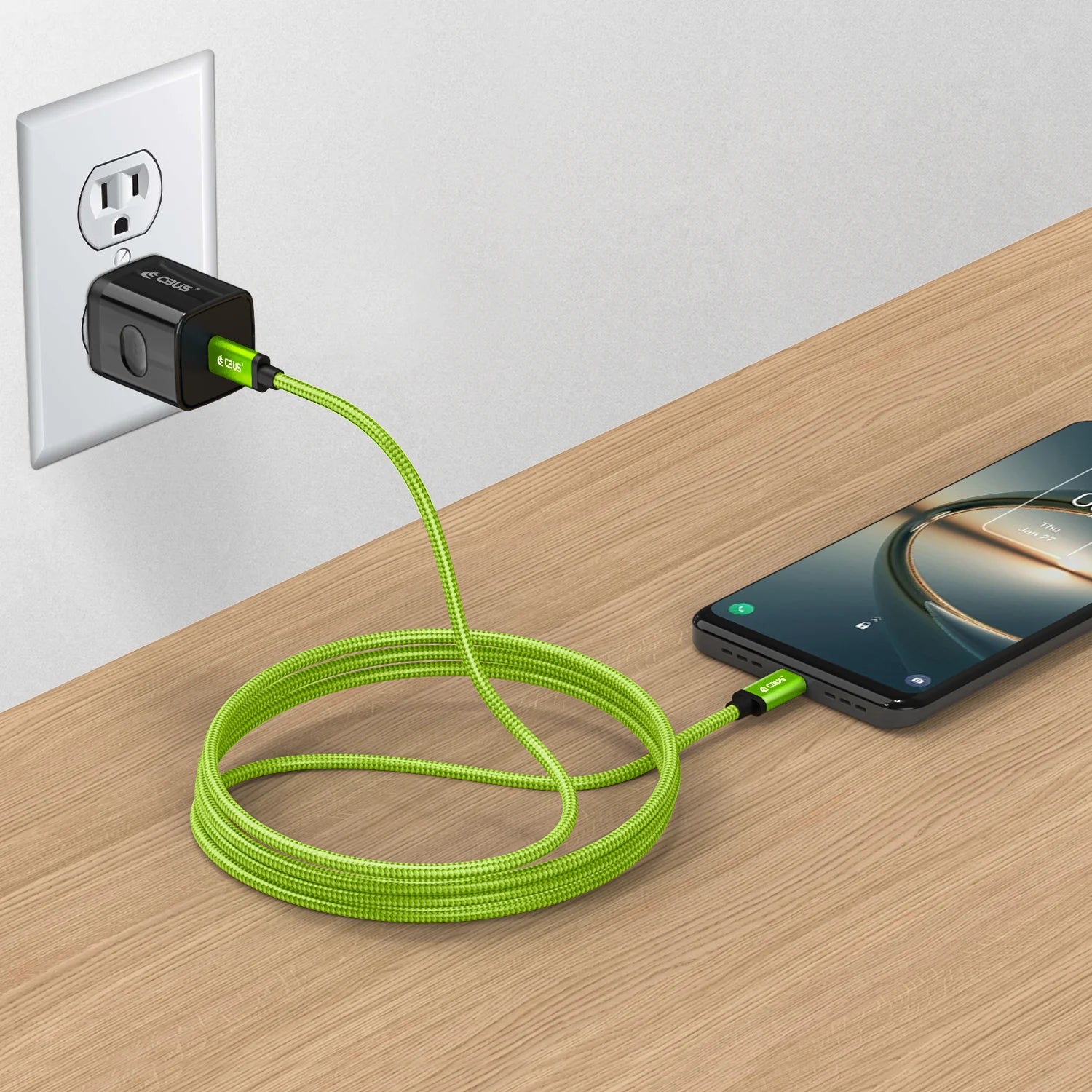 USB-C Charger Block Set, 10 Feet Long Heavy-Duty Fast Charging Cable for Samsung, Motorola, TCL, Ipad Pro, Ipad Air, Google Pixel, Nokia, Android Fast Charger Type C Phone Charger - Green/Black