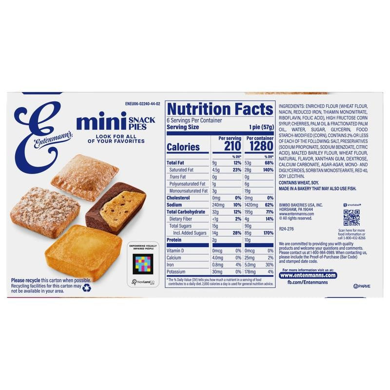 Cherry Snack Pies, 6 Packs, Mini Pies, 12 Oz Box