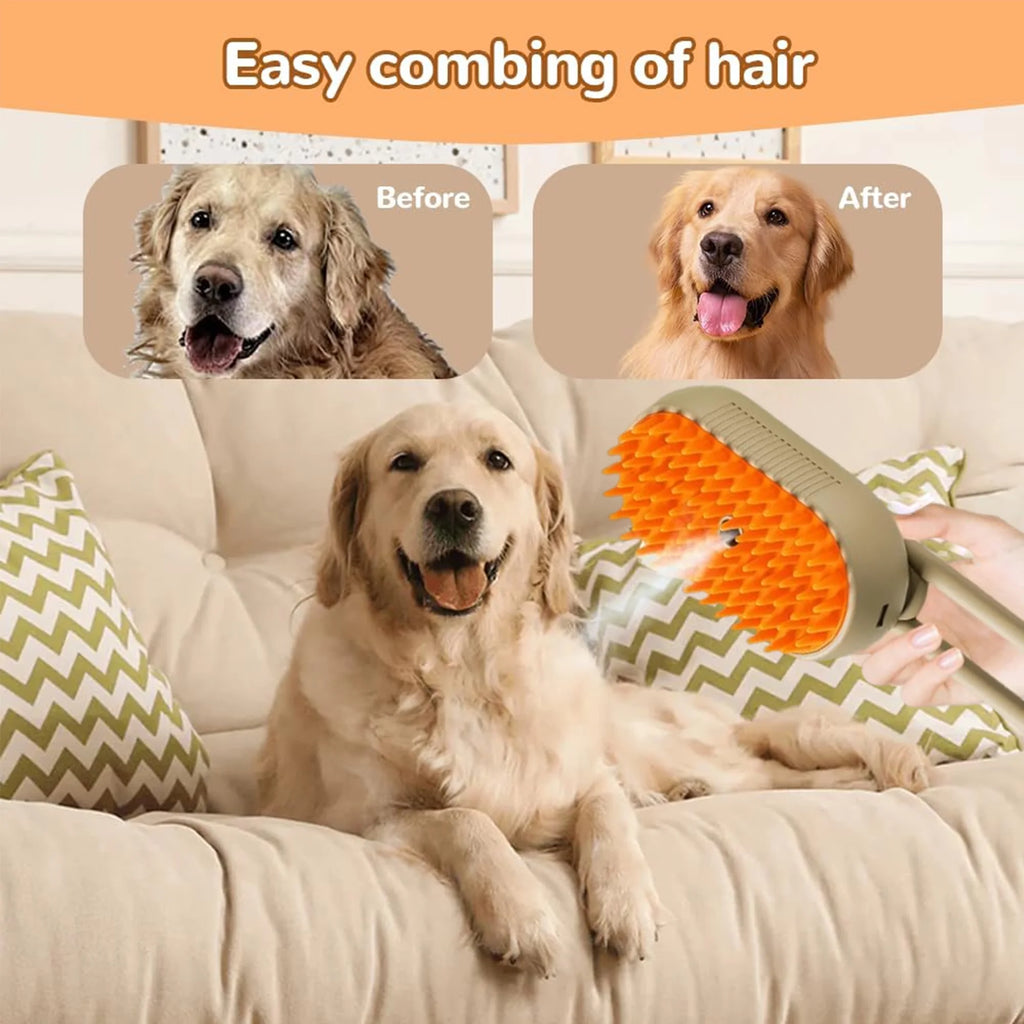 Arsvita Pet Steam Groomer Brush, Defur Comb for Cats Dogs, 3 in 1 Steam Cat Steam Brush for Sheddin Grooming, Massage, Cleaning, Multifunctional Hair Removal Comb for Cats Dogs