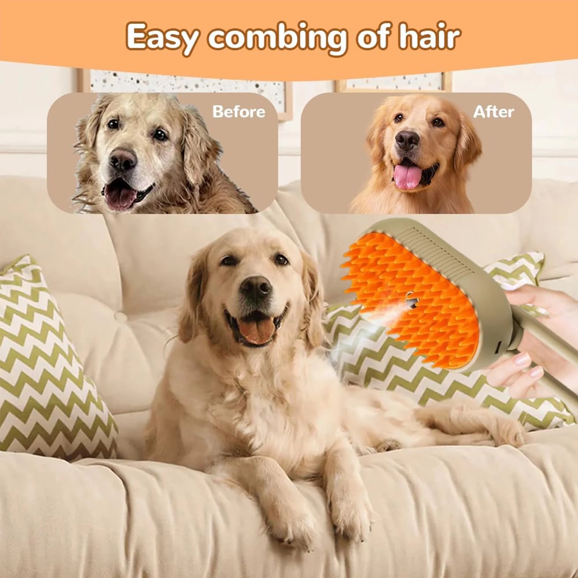 Arsvita Pet Steam Groomer Brush, Defur Comb for Cats Dogs, 3 in 1 Steam Cat Steam Brush for Sheddin Grooming, Massage, Cleaning, Multifunctional Hair Removal Comb for Cats Dogs