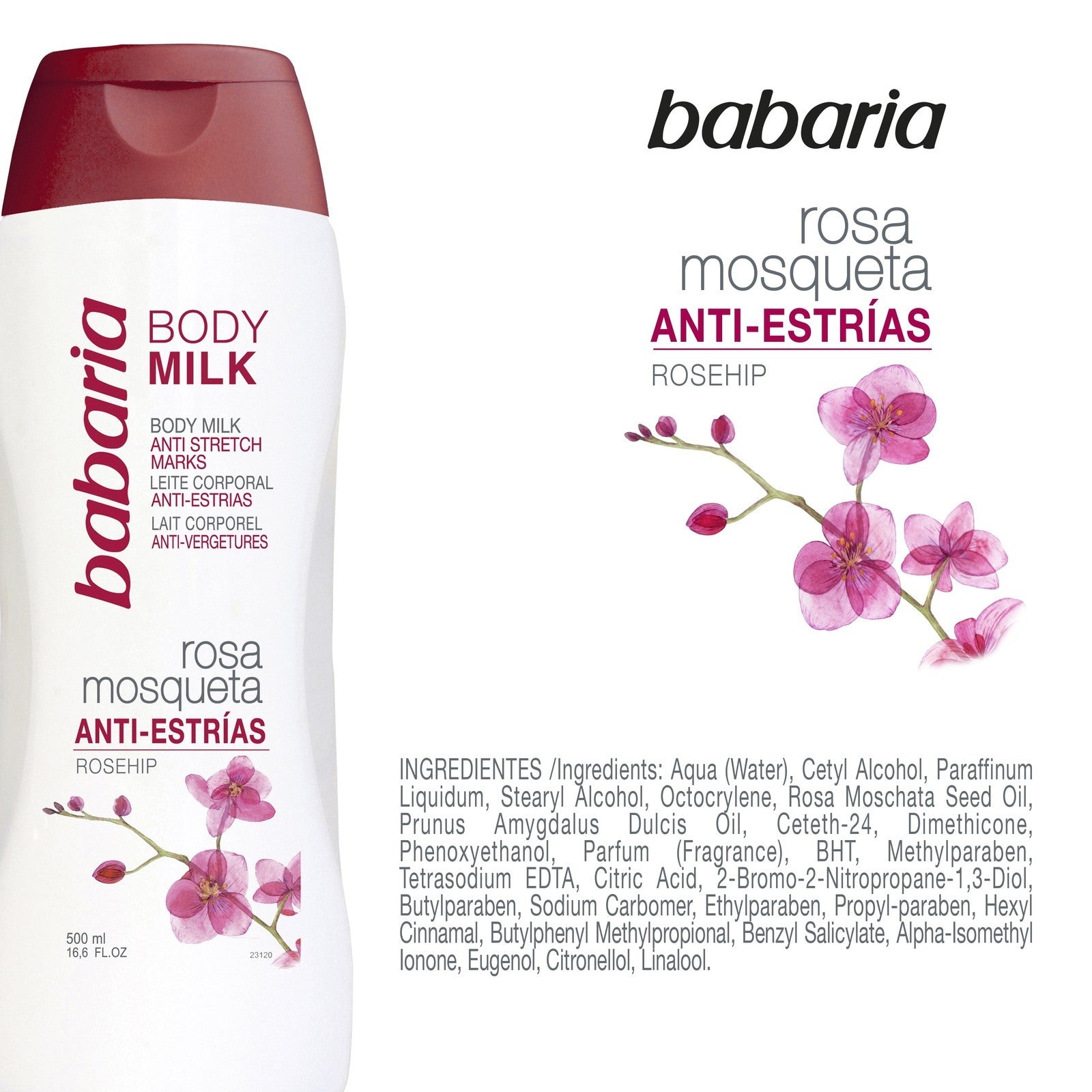 Anti-Stretch Marks Body Milk with Rosehip Oil Stretch Marks Reducer 16.6 Fl. Oz.