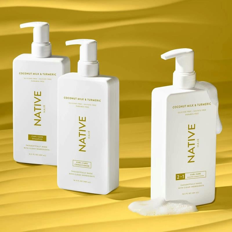 Curl Care Shampoo, Coconut Milk & Turmeric, Sulfate & Paraben Free, 16.5 Oz