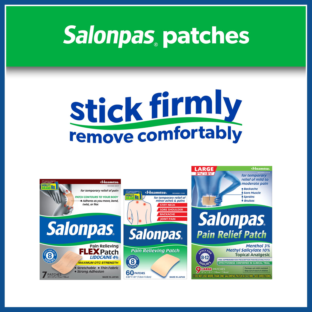 8 Hour Pain Relief Patch with Camphor 3.1% & Menthol 6% for Back & Muscles, Large, 6 Count