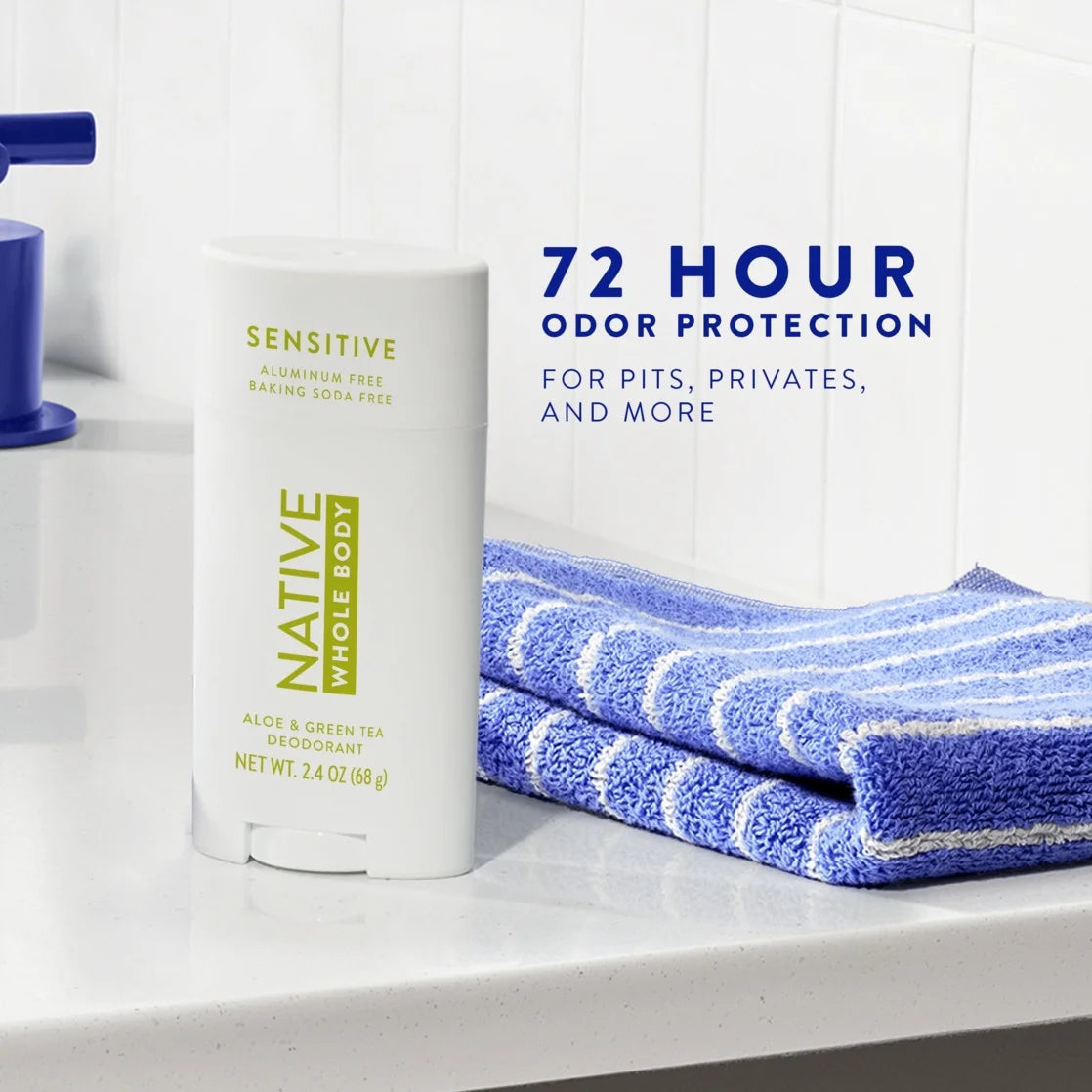 Native Deodorant, Aluminum Free, Aloe & Green Tea Sensitive Whole Body Deodorant 2.4 Oz