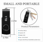 1TB USB Flash Drive 1000GB 1Pack Rotatable Memory Stick External Storage Drive F