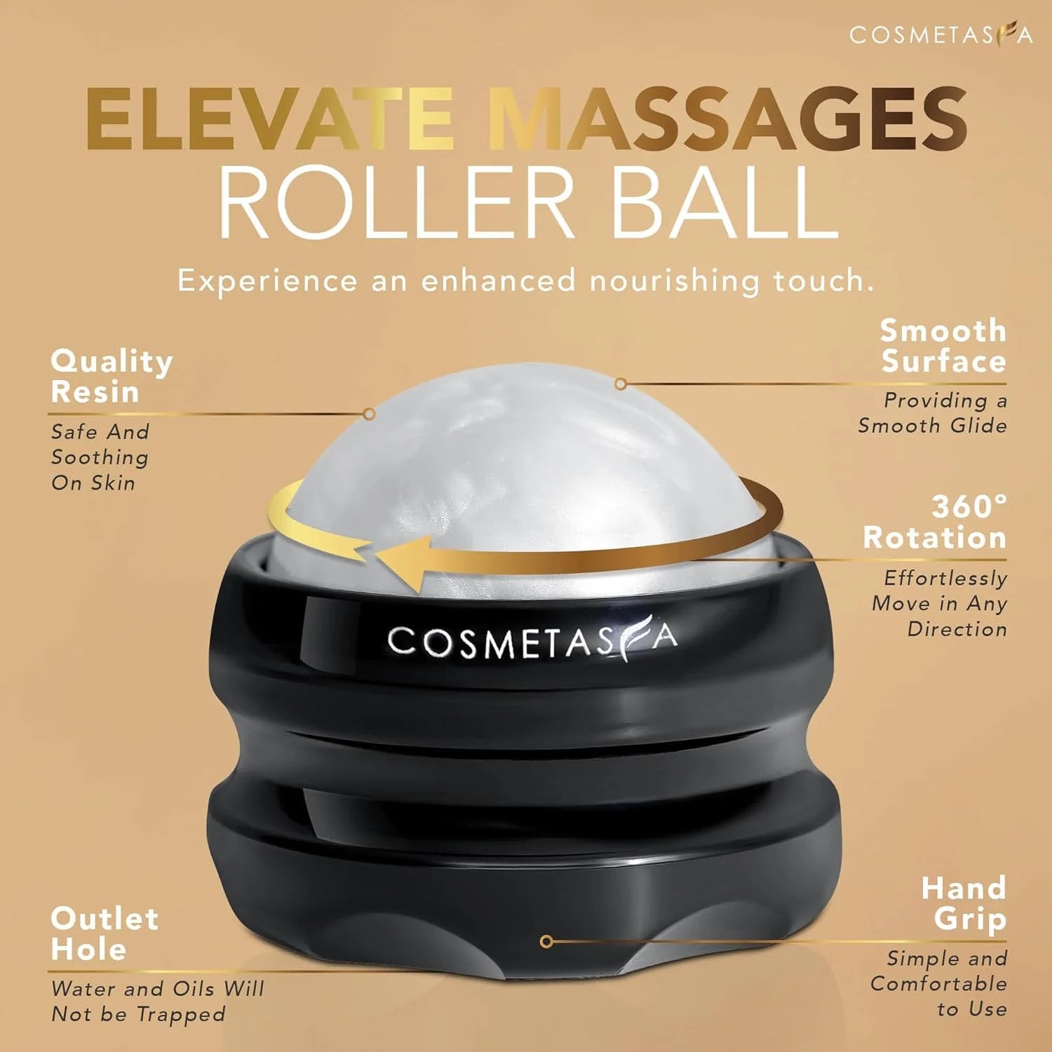 Body Massage Oil with Citrus and Coconut Oils, Includes Massage Roller Ball, 8.8