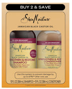 Sheamoisture Jamaican Black Castor Oil Strengthen & Restore Shampoo and Conditioner Set, 13 Oz 2 Count