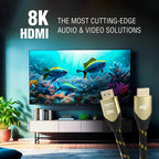 8K HDMI Cable 2.1 | 48Gbps, 6.6FT | Ultra High Speed, Earc, Ethernet, VRR, Gold