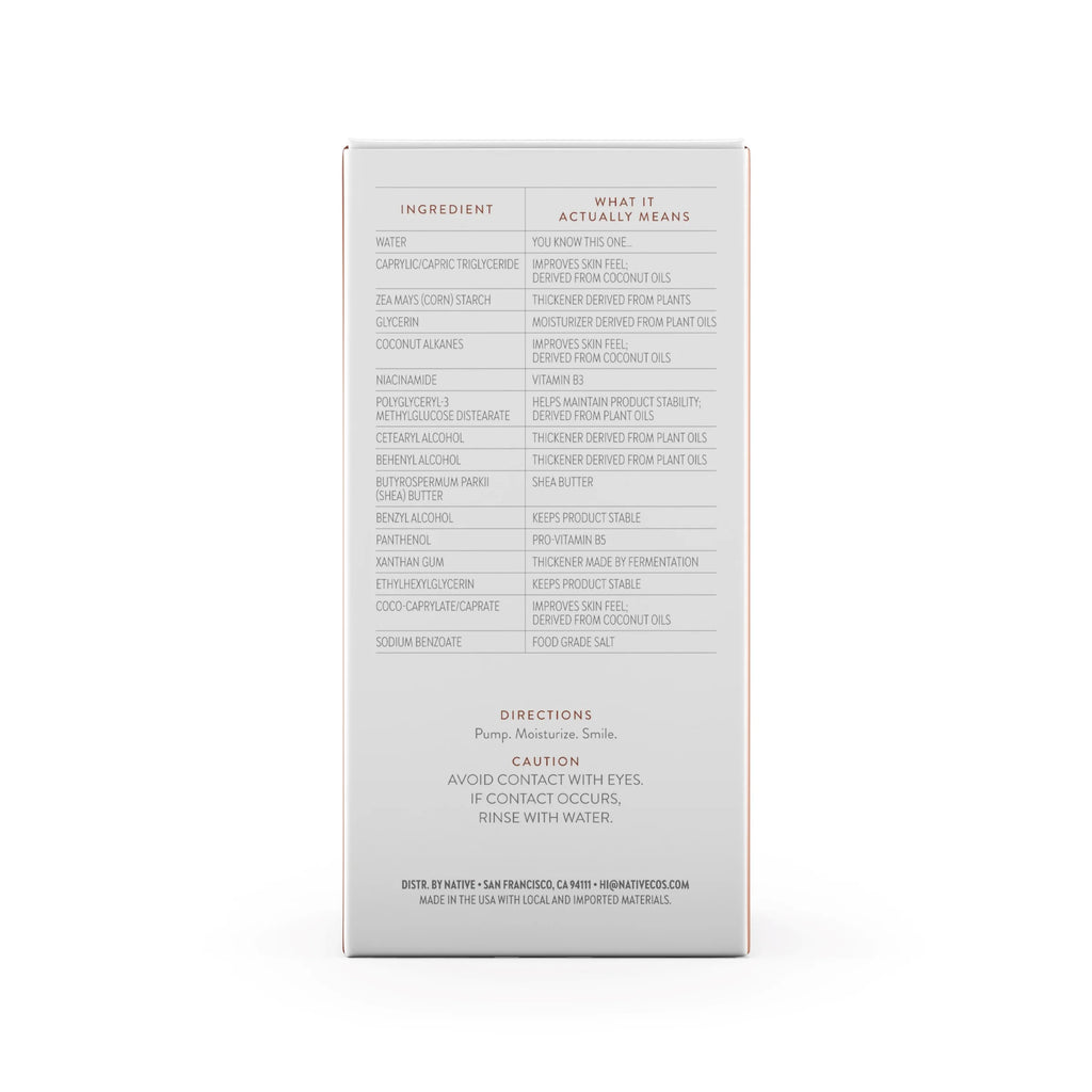 Native Facial Moisturizer with Vitamin C and Niacinamide, Brightening, SPF 30, 1.7 Oz