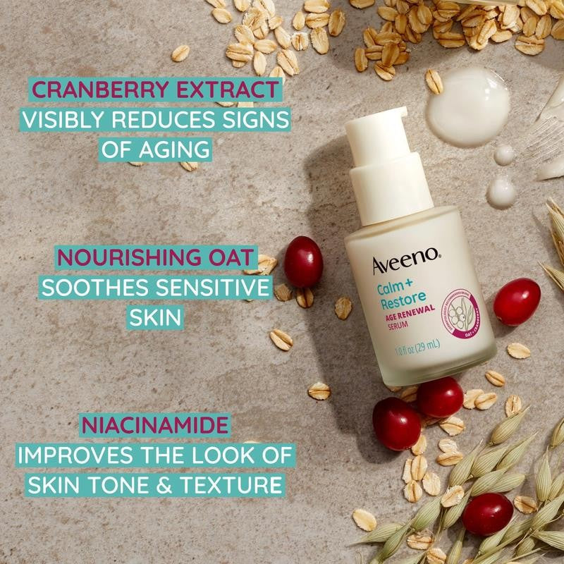 Calm + Restore Age Renewal anti Aging Face Serum, 1.0 Fl. Oz