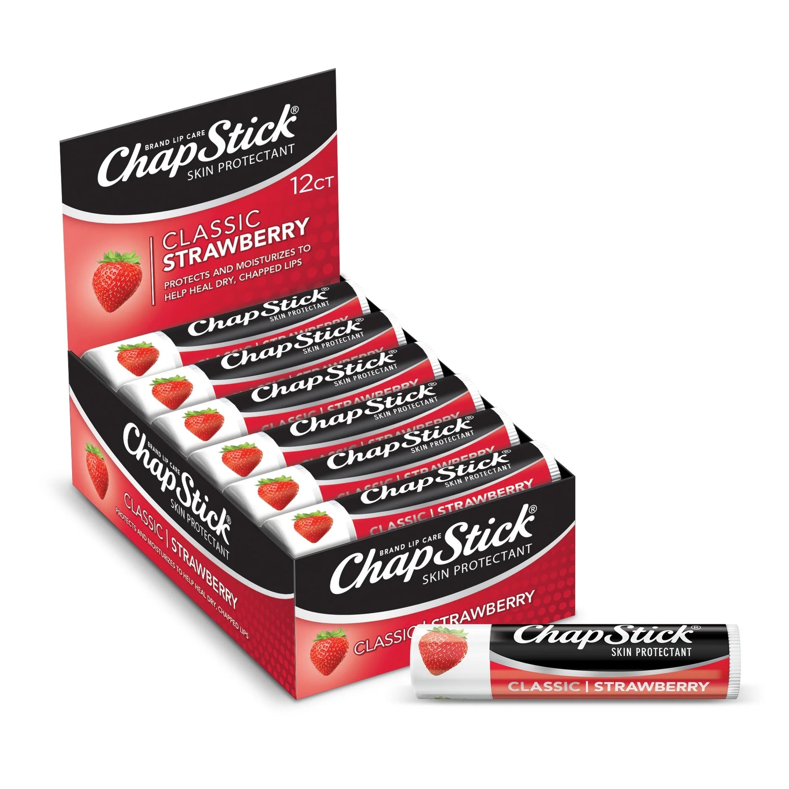 Classic Strawberry Lip Balm - 0.15 Oz, 1 Refill Pack of 12 Sticks