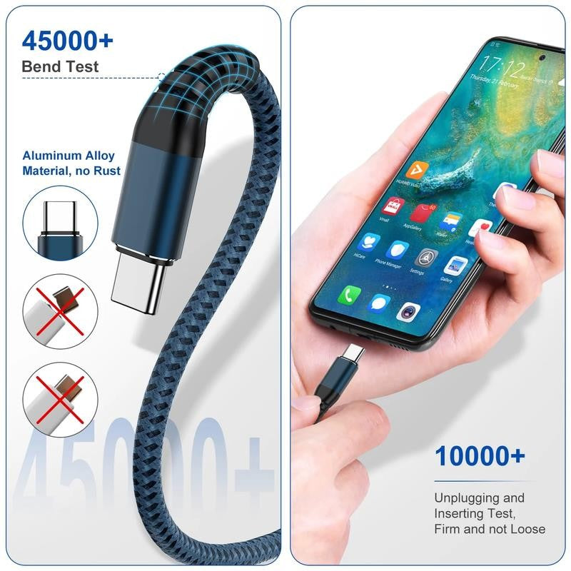 3 Pack 6 FT 【A to C】Type-C Cable ,USB C Charger Cable 6Ft,Compatible with Samsun