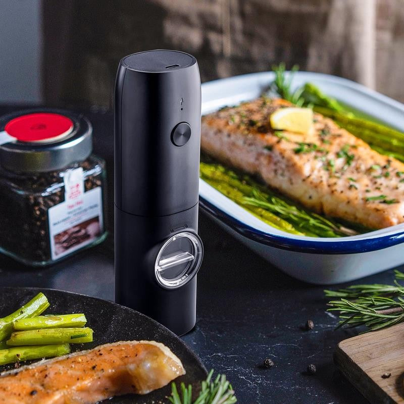 Electric Salt & Pepper Grinder, Automatic Spice Mill with Adjustable Coarseness,