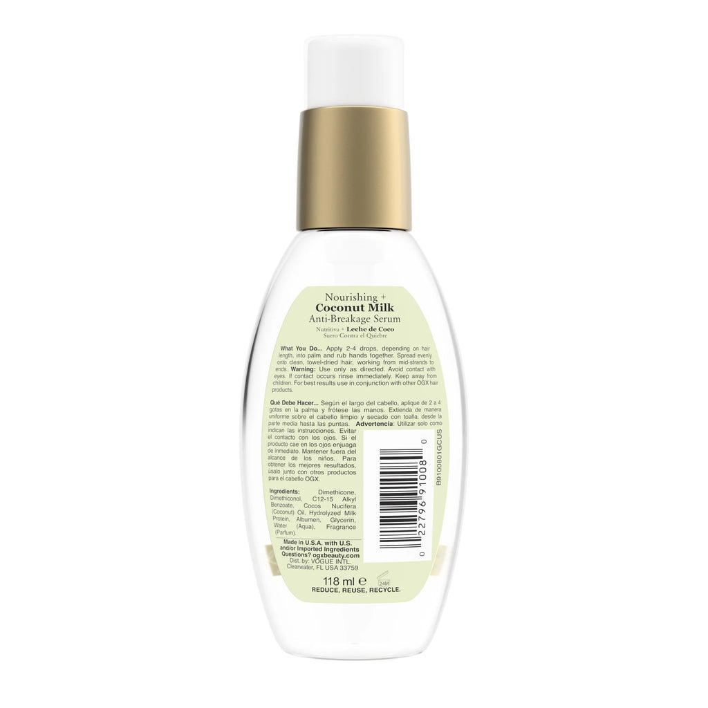 Coconut Milk Moisturizing Strength & Shine, Leave-In Treatment Hair Serum, 4 Fl