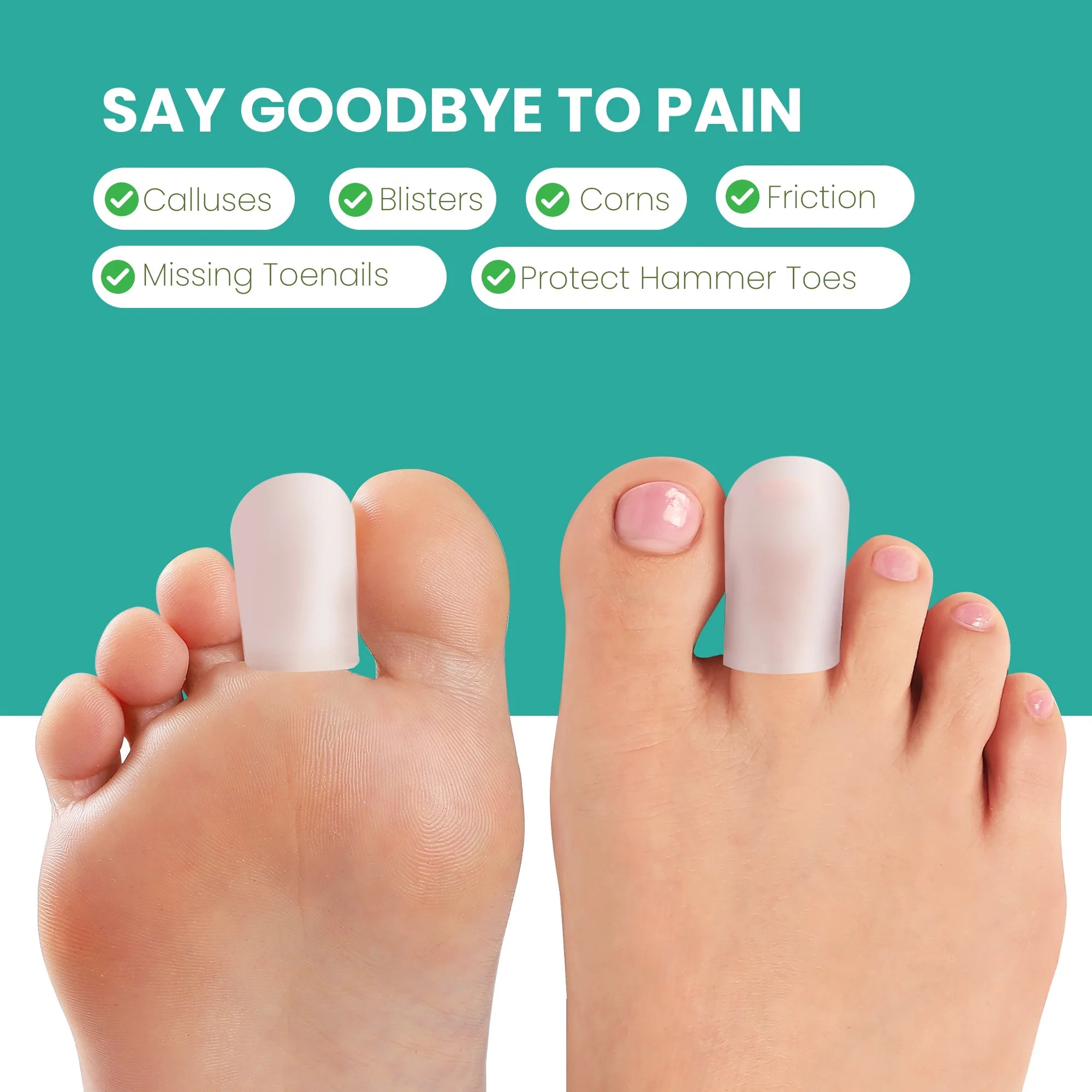 12 Pcs Gel Toe Protector -Big Toe Cap - Relief for Missing or Ingrown Toenails, Corns, Calluses, Blisters, Hammer Toes, Reduce Friction, Protect Big Toe (4L + 8M, Clear)