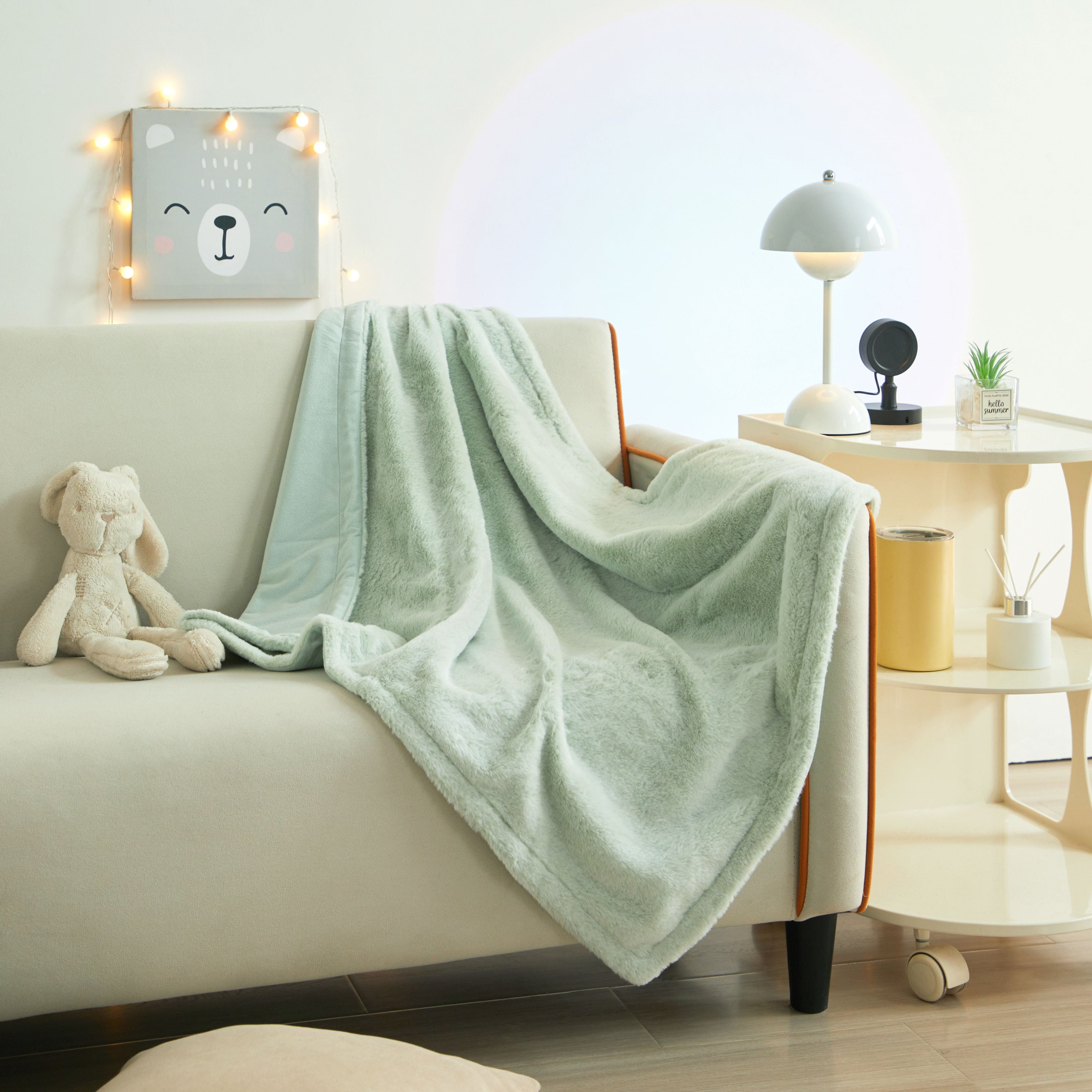Parent'S Choice 30" X 40" Reverse Backdye Faux Fur to Micromink Baby Blanket, Green