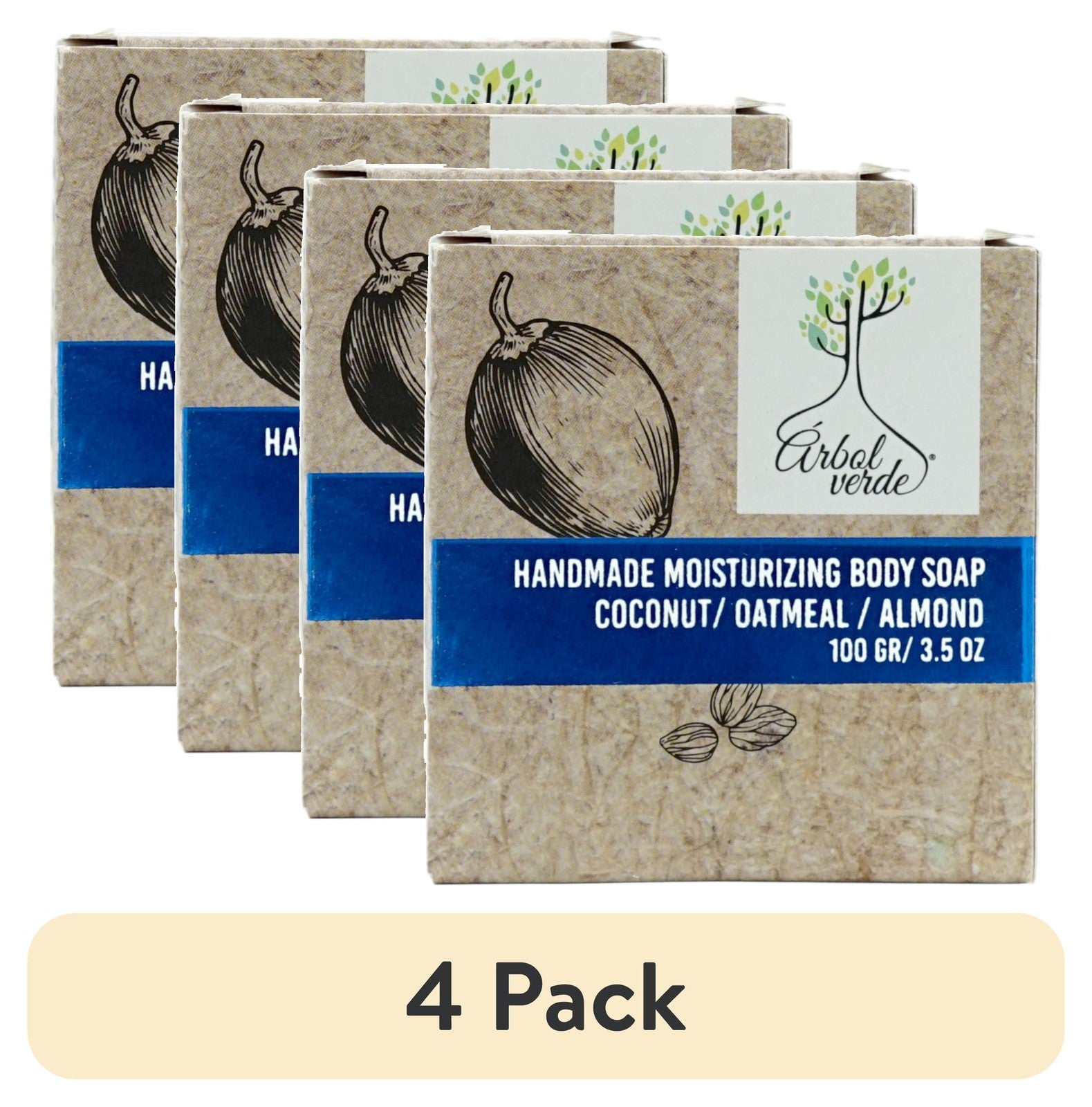 (4 Pack) Natural Vegan Moisturizing Body Soap Bar, Deeply Hydrates, 3.53 Oz