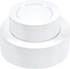 Comfy Package Disposable White round 75 " and 1025" Plastic Party Plates (100 Co