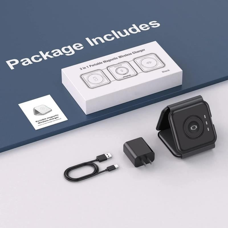 3-In-1 Wireless Charging Station Compatible with Multiple Devices Including Ipho