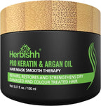 (4 Pack)  Argan Hair Mask with Keratin for Deep Conditioning & Hydration, Revives Frizzy & Damaged Hair, Sulfate & Paraben Free, 25 Ml
