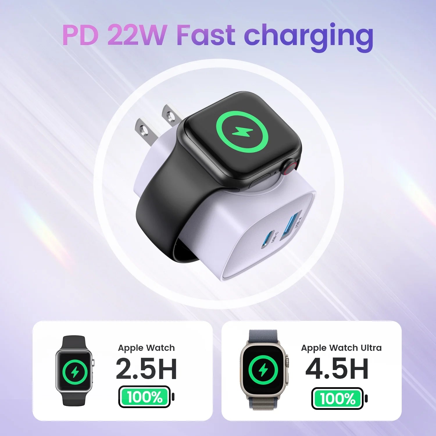 20W Magnetic 3-In-1 USB-C Charger for Apple Watch, Iphone, Ipad Series - White