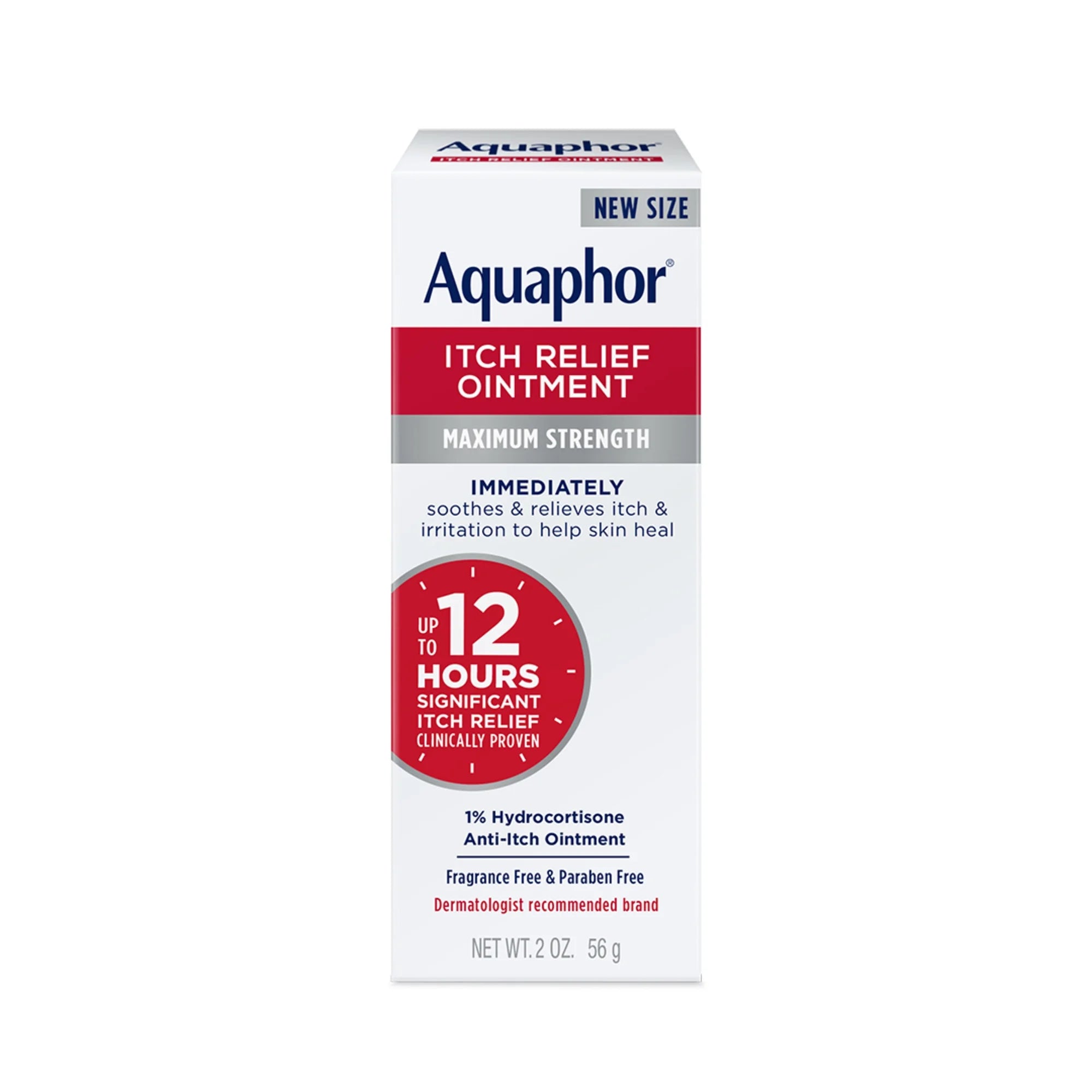 Aquaphor Itch Relief Ointment, 1% Hydrocortisone Anti-Itch Cream, Fast-Acting, 2 Oz