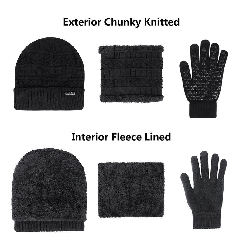5 Pcs Winter Beanie Hat Scarf Touchscreen Gloves Set with Wool Socks for Men Wom