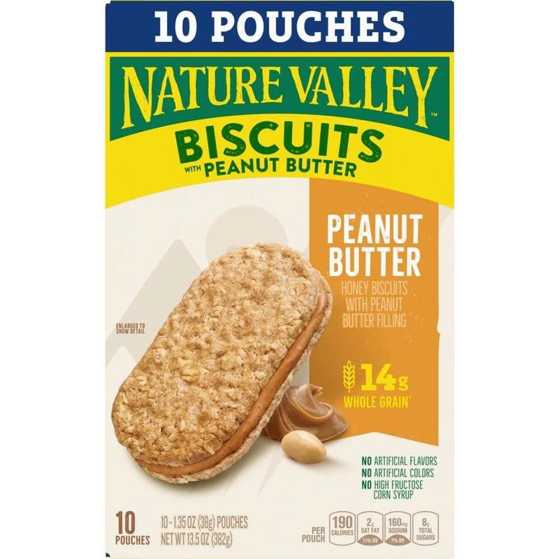 Biscuit Sandwiches, Peanut Butter, Snack Bars, 10 Bars, 13.5 Oz