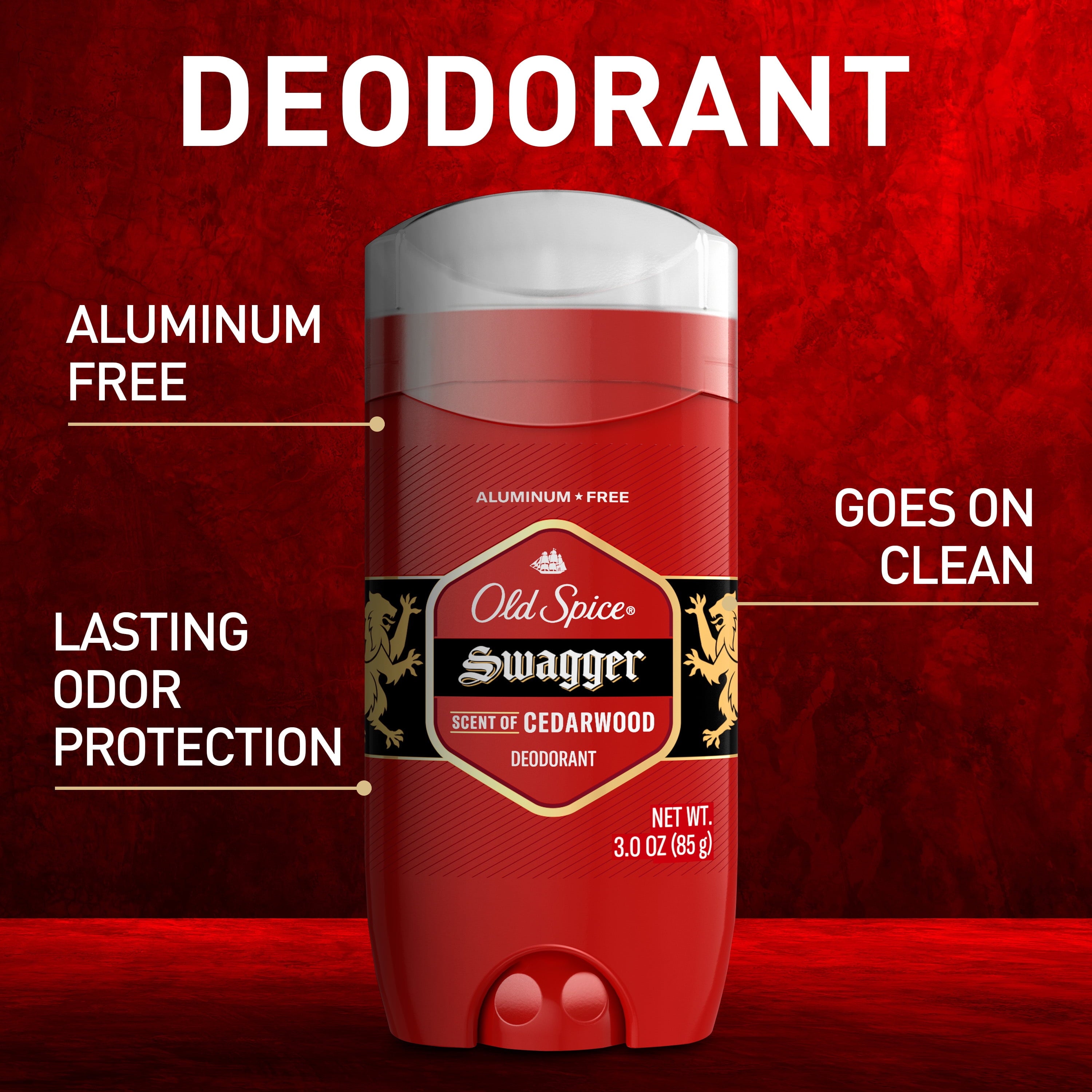 Aluminum Free Deodorant for Men, Invisible Solid Stick, Swagger, 3.0 Oz
