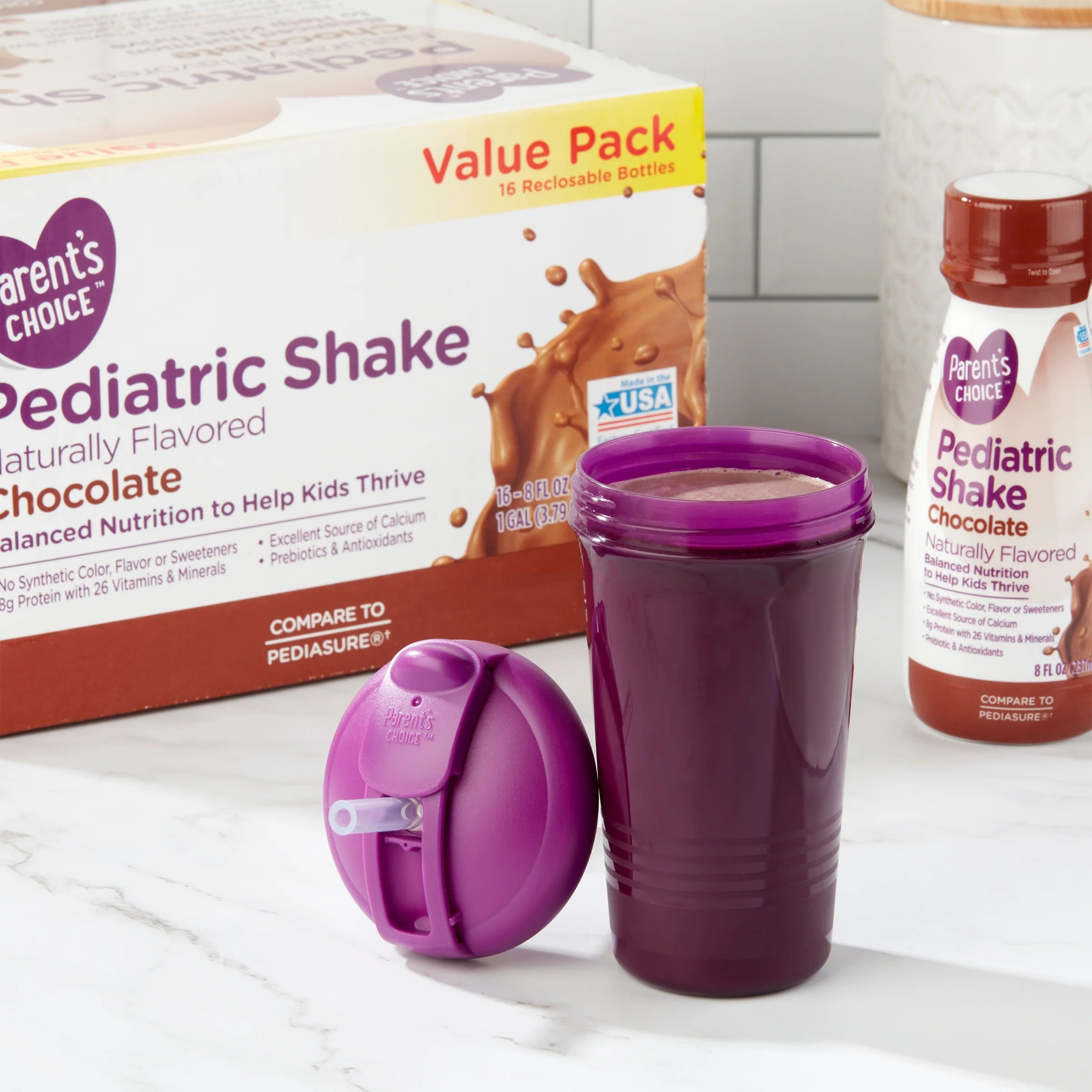 Parent'S Choice Pediatric Shake, Chocolate, 8 Oz Bottle, 16 Shakes