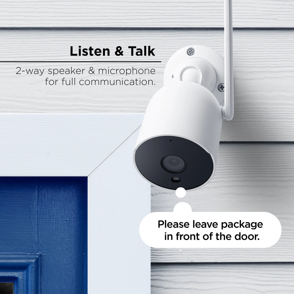 1080P Outdoor Security Camera - Weatherproof, Night Vision, Wi-Fi 2.4 Ghz, White
