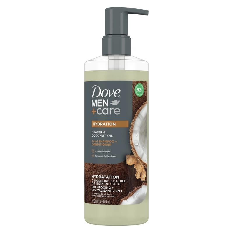 2-In-1 Shampoo + Conditioner for Men Ginger & Coconut Oil, 17.5 Oz