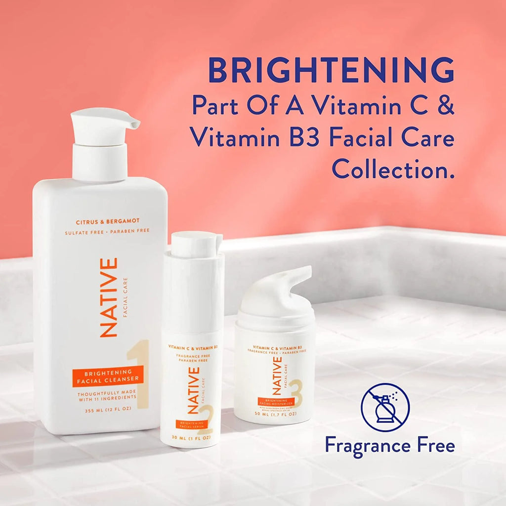 Native Facial Moisturizer with Vitamin C and Niacinamide, Brightening, SPF 30, 1.7 Oz