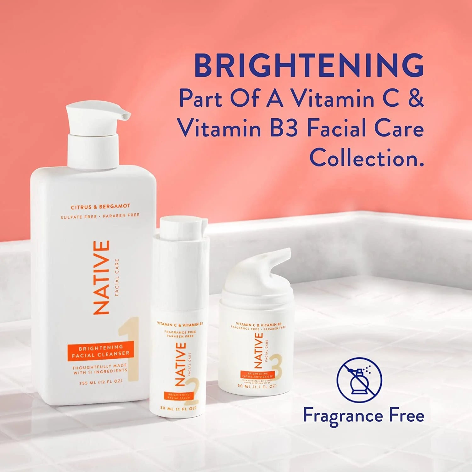 Native Facial Moisturizer with Vitamin C and Niacinamide, Brightening, SPF 30, 1.7 Oz