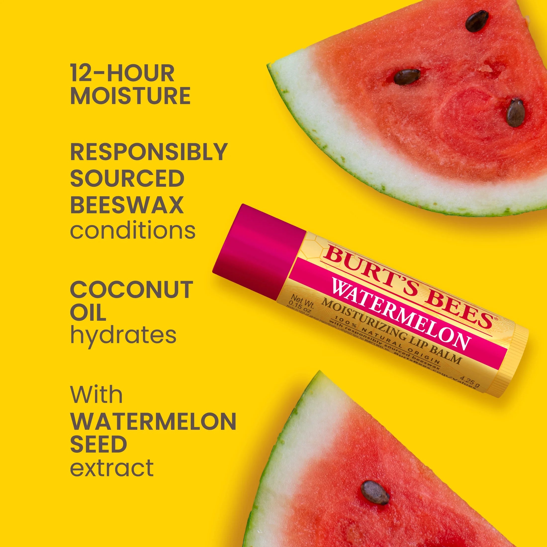 Burt'S Bees Watermelon Lip Balm, 1-Pack, 0.15 Oz.