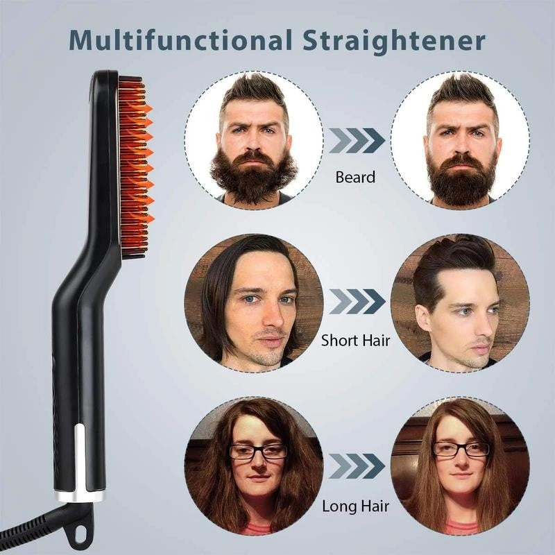 Beard Straightener, 3 in 1 Ceramic Beard Straightening Brush 3 Modes Adjustable