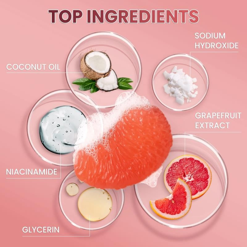 Grapefruit Bar Soap 2-Pack, Fruit-Shaped, Exfoliating Moisturizing Vegan Body So