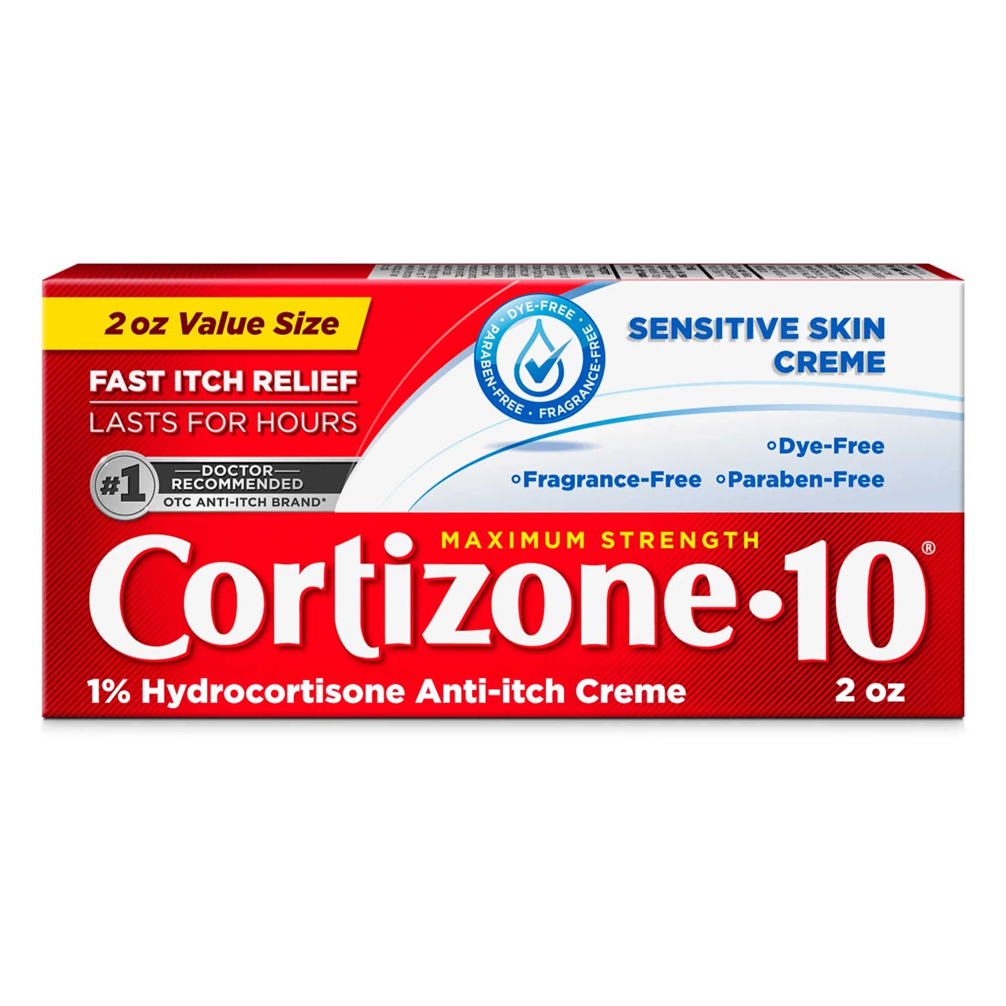 (3 Pack) Cortizone-10 Maximum Strength Sensitive Skin Itch Relief Cream, 1% Hydrocortisone, Fast-Acting, Anti-Itch Cream for Bug Bites, Rash, Eczema, Psoriasis, Poison Ivy, Oak, Sumac & More, 2 Oz