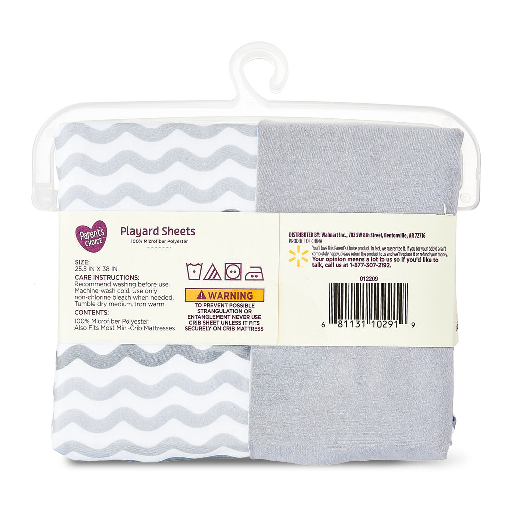 Parent'S Choice Playard Sheets, Gray Chevron, 2 Count