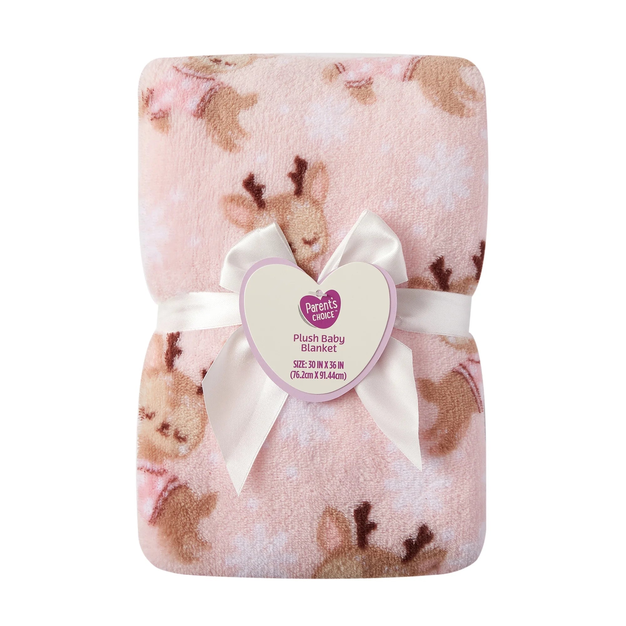 Parent'S Choice 30" X 36" Reindeer Plush Baby Blanket, Pink