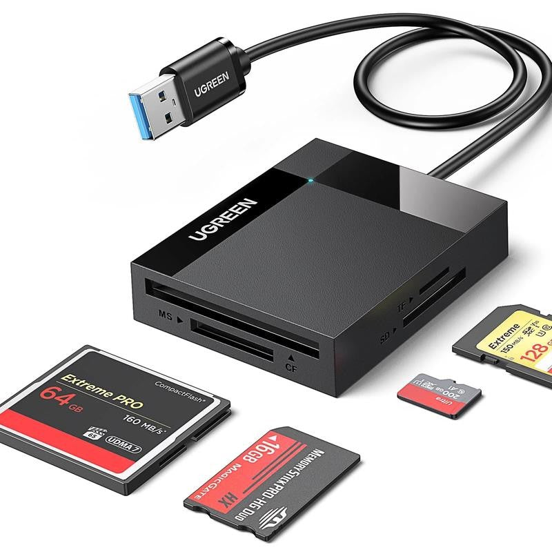 4-In-1 USB 3.0 Memory Card Reader for Sd/Micro Sd/Cf/Compact Flash Cards, New, 1