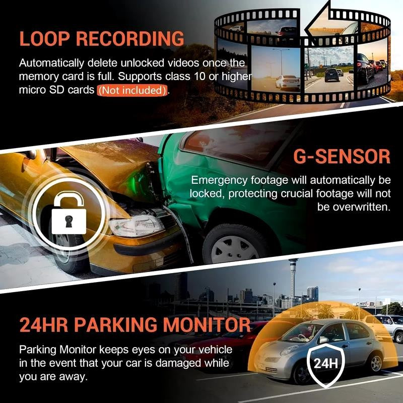 1080P WIFI Dual Camera Dash Cam for Cars,Front and Inside,Car Camera with IR Nig